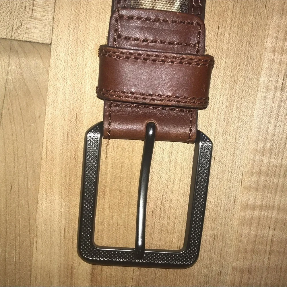Cabela's Men's Leather & Cotton Camouflage Belt Size 40 Brown